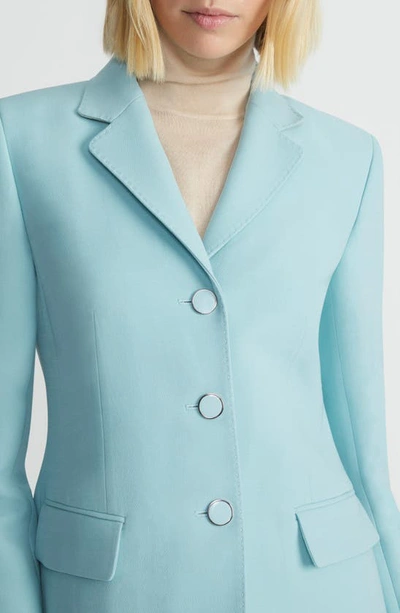 Shop Lafayette 148 Academy Three-button Wool & Silk Blazer In Sea Grass