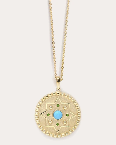 Shop Anzie Women's Dew Drop Mayan Medallion Pendant Necklace In Blue