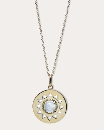 Shop Anzie Women's Rainbow Moonstone Mini Mayan Medallion Pendant Necklace In Gold
