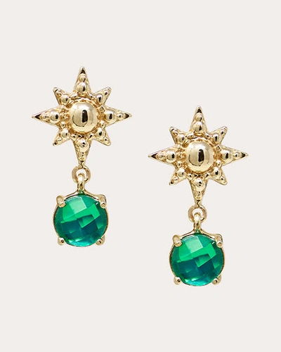 Shop Anzie Women's Sadie Micro Starburst Drop Earrings In Green