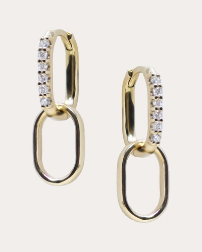 Shop Anzie Women's Pavé Paper Clip Double Hoop Earrings In Gold