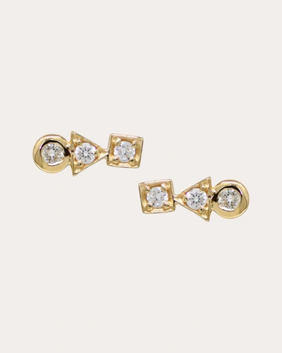 Shop Anzie Women's Diamond Bar Stud Earrings In Gold