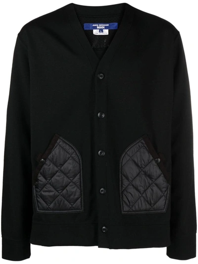 Shop Junya Watanabe Man Jersey Cardigan With Patch In Black