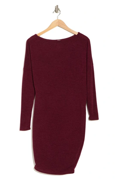 Shop Go Couture One-shoulder Long Sleeve Jersey Dress In Burgundy
