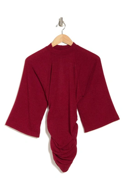 Go Couture Mock Neck Ruched Body-con Minidress In Red