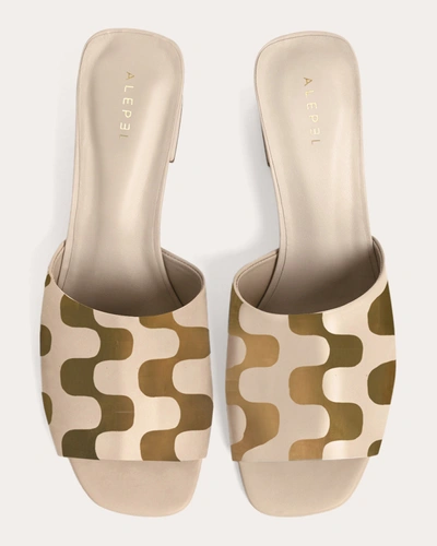 Shop Alepel Women's Beige Warm Retro Block-heel Sandal Leather In Gold