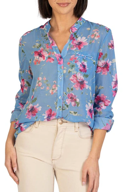 Shop Kut From The Kloth Jasmine Chiffon Button-up Shirt In Amboise-soft Denim
