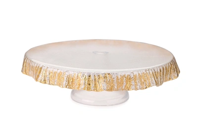Shop Classic Touch Decor 12" Scalloped Cake Stand With Gold