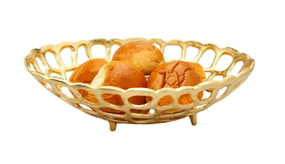 Shop Classic Touch Decor Oval Gold Looped Bread Basket