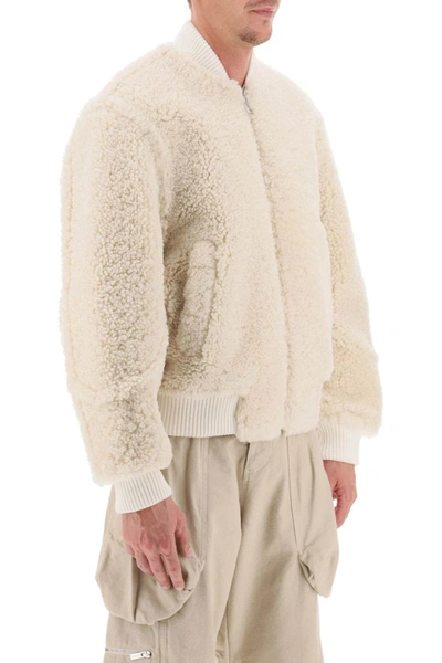 Shop Jacquemus Le Blouson Pilou Shearling Bomber Jacket In White
