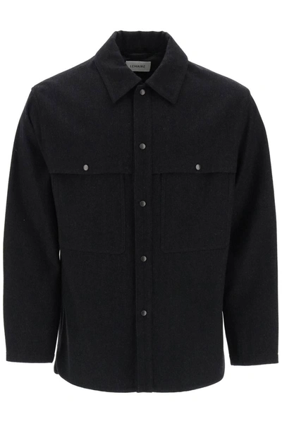 Shop Lemaire Wool-and-cotton Overshirt In Grey
