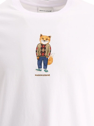 Shop Maison Kitsuné "dressed Fox" T-shirt In White