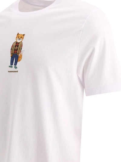 Shop Maison Kitsuné "dressed Fox" T-shirt In White