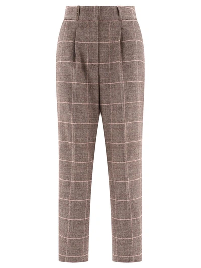 Shop Peserico Flannel Trousers In Brown