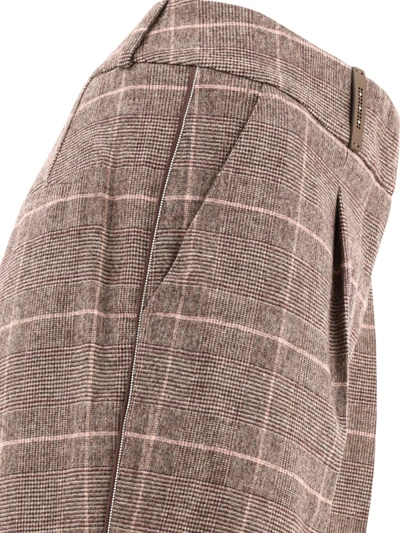 Shop Peserico Flannel Trousers In Brown