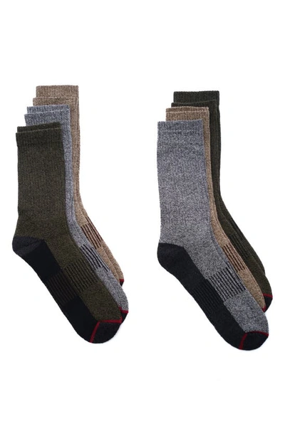 Shop Rainforest Pack Of 6 Moisture Wicking Crew Socks In Grey Oatmeal Multi