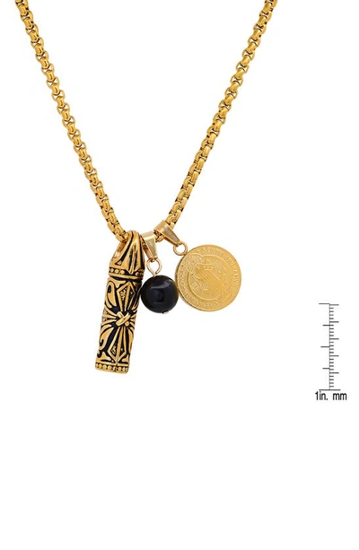Shop Hmy Jewelry 18k Gold Plated Stainless Steel Mixed Charm Pendant Necklace In Gold/black