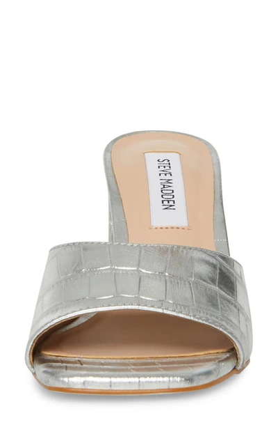 Shop Steve Madden Alaya Slide Sandal In Silver Croco