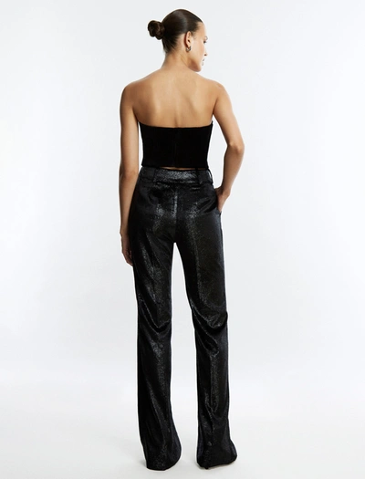 Shop Bcbgmaxazria Velvet High-waisted Tailored Trouser In Black Beauty