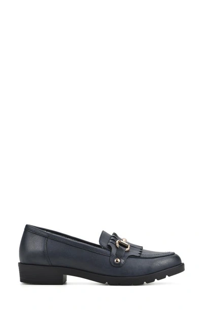 Cliffs By White Mountain Maria Pointed Toe Loafer In Navy/ Burnished/ Smooth