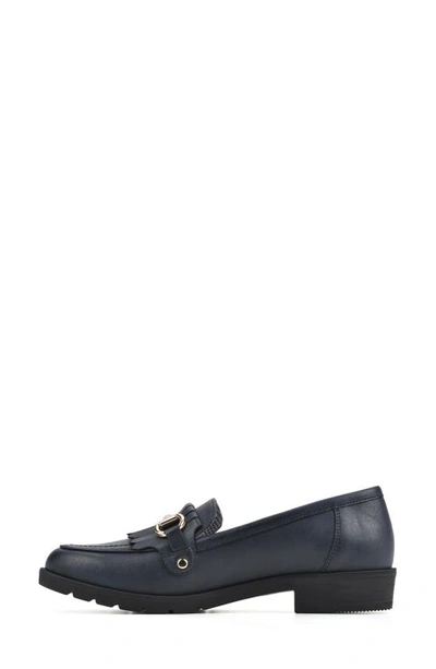 Cliffs By White Mountain Maria Pointed Toe Loafer In Navy/ Burnished/ Smooth