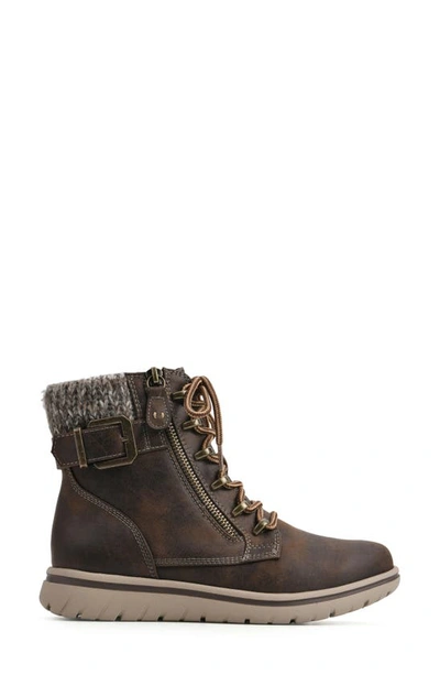 Cliffs By White Mountain Hearten Knit Collar Boot In Brown/ Fabric