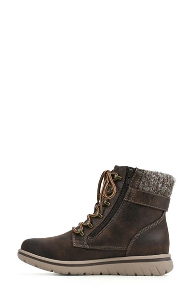 Cliffs By White Mountain Hearten Knit Collar Boot In Brown/ Fabric