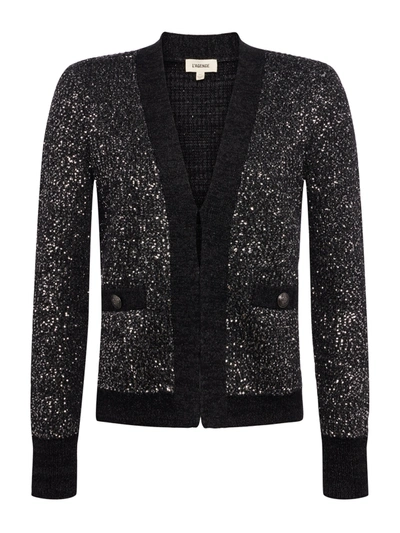 Shop L Agence Jinny Sequin Cardigan In Black/charcoal Sequin