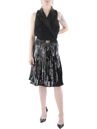 Shop Lauren Ralph Lauren Womens Crepe Sequined Cocktail And Party Dress In Black
