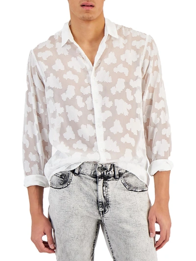 Shop Inc Island Breeze Ii Mens Sheer Collared Button-down Shirt In Multi