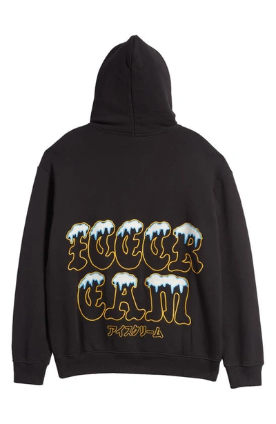 Shop Icecream Embroidered Cotton Graphic Hoodie In Black