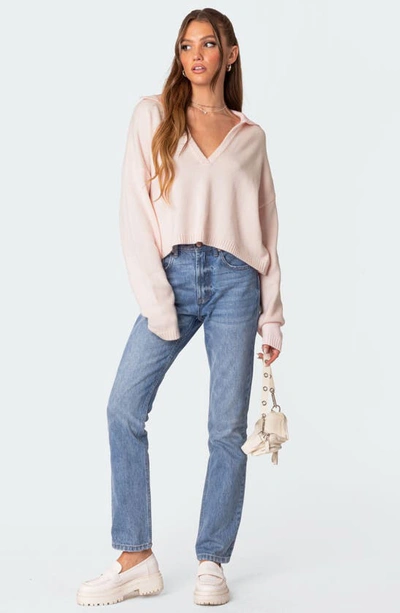 Edikted Marcie Oversize Crop Sweater In Light-pink