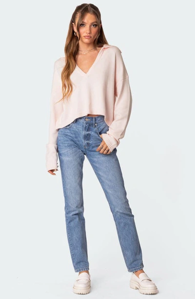 Edikted Marcie Oversize Crop Sweater In Light-pink