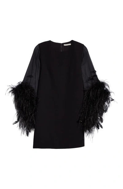 Shop Alice And Olivia Izola Feather Cuff Minidress In Black
