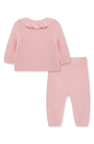 Shop Little Me Ruffle Cardigan & Pants Set In Pink