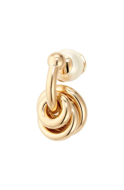 Shop Valentino Vlogo Signature Imitation Pearl Huggie Hoop Earrings In Oro/ Cream