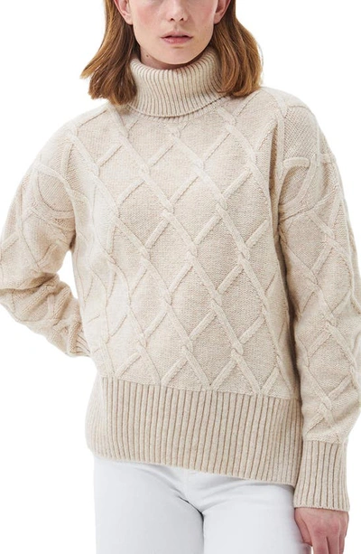 Shop Barbour Perch Wool Blend Turtleneck Sweater In Oatmeal