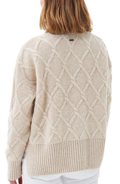 Shop Barbour Perch Wool Blend Turtleneck Sweater In Oatmeal