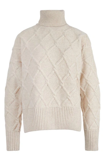 Shop Barbour Perch Wool Blend Turtleneck Sweater In Oatmeal