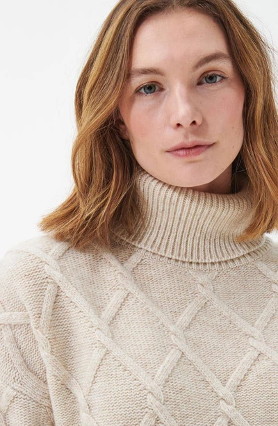 Shop Barbour Perch Wool Blend Turtleneck Sweater In Oatmeal