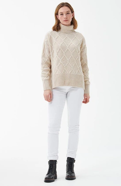 Shop Barbour Perch Wool Blend Turtleneck Sweater In Oatmeal