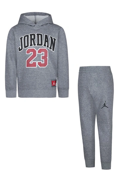 Shop Jordan Kids' Graphic Fleece Hoodie & Joggers Set In Carbon Heather