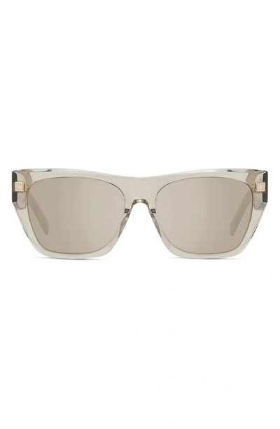 Shop Givenchy Gvday 55mm Square Sunglasses In Shiny Light Brown / Mirror