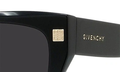 Shop Givenchy Gvday 55mm Square Sunglasses In Shiny Black / Smoke