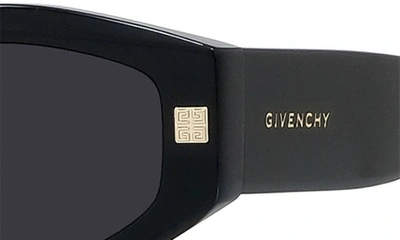 Shop Givenchy Gvday 54mm Square Sunglasses In Shiny Black / Smoke