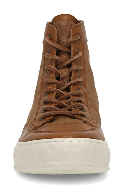 Frye Hoyt Mid Water Resistant Sneaker In Brown Leather