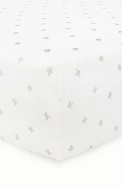 Little Unicorn Knit Crib Sheet In Grey Cross
