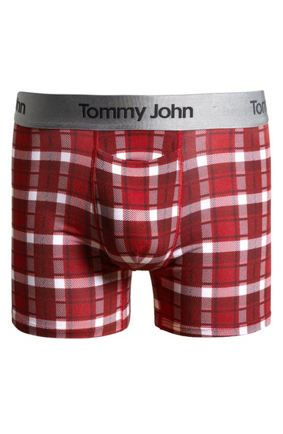 Shop Tommy John Second Skin Boxer Briefs In Emboldened Red Fireplace Plaid