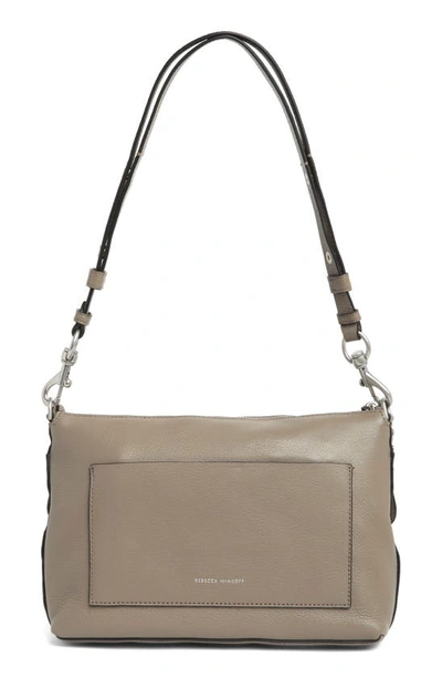 Shop Rebecca Minkoff Darren Leather Shoulder Bag In Deep Taupe