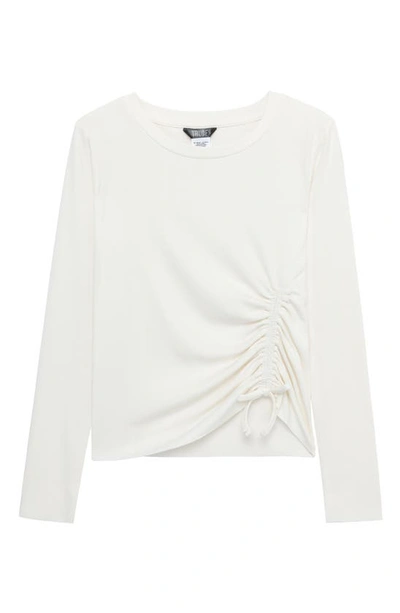 Shop Truce Kids' Side Ruched Long Sleeve Top In Off-white